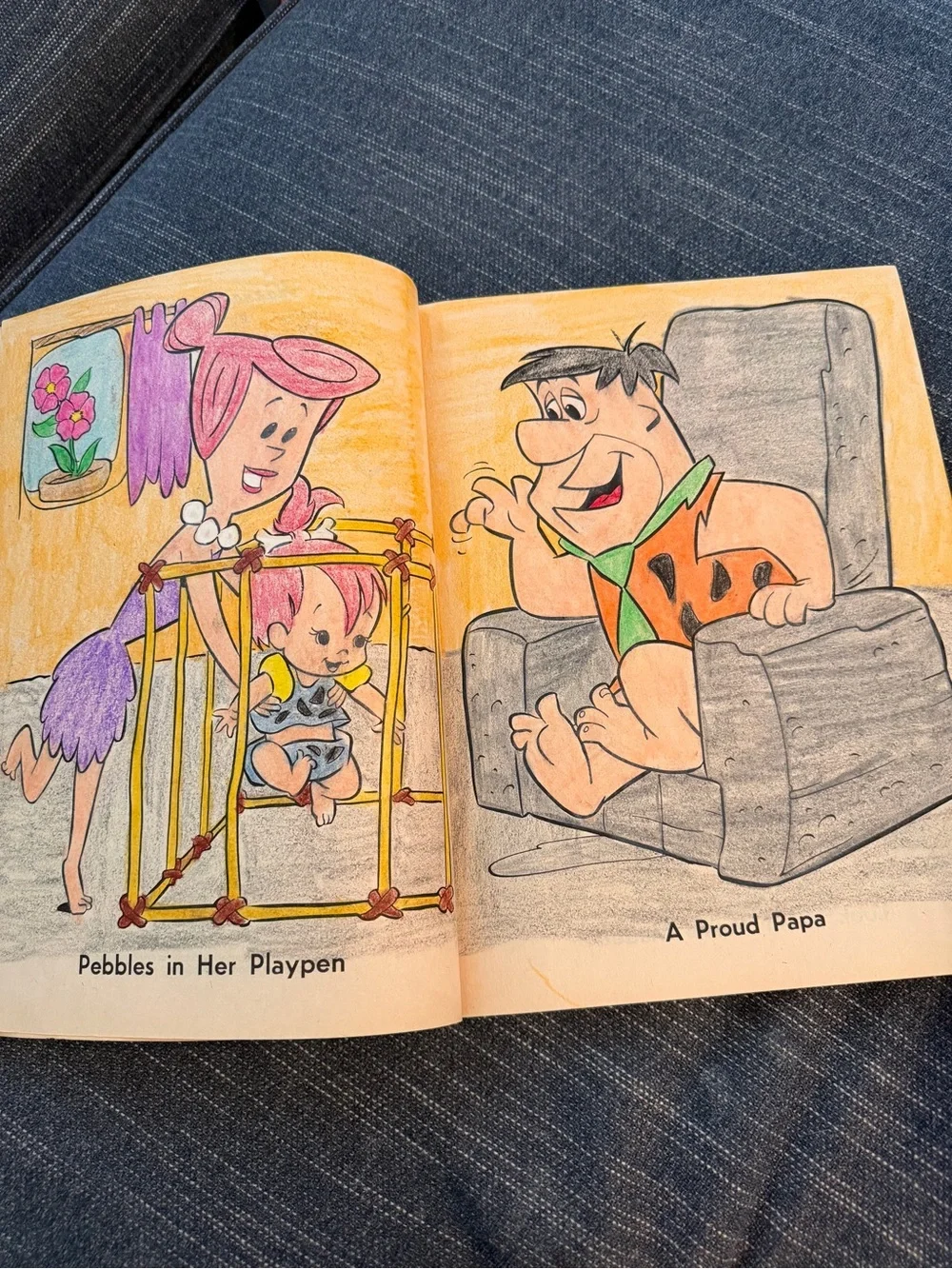 Vintage 1990 Flintstones Coloring Book Hanna Barbera Fred Wilma Pebbles